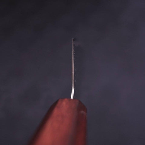 Santoku AUS-10 Wave Nickel Damascus Purple Urushi Handle 165mm-[Musashi]-[Japanese-Kitchen-Knives]