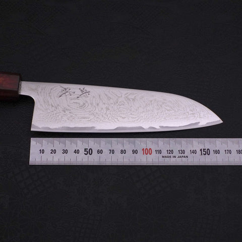 Santoku AUS-10 Wave Nickel Damascus Purple Urushi Handle 165mm-[Musashi]-[Japanese-Kitchen-Knives]