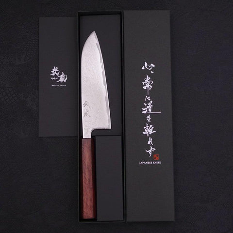 Santoku AUS-10 Wave Nickel Damascus Purple Urushi Handle 165mm-[Musashi]-[Japanese-Kitchen-Knives]