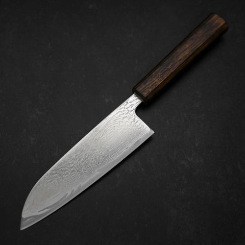 Santoku AUS-10 Wave Nickel Damascus Sumi Urushi Handle 165mm-[Musashi]-[Japanese-Kitchen-Knives]