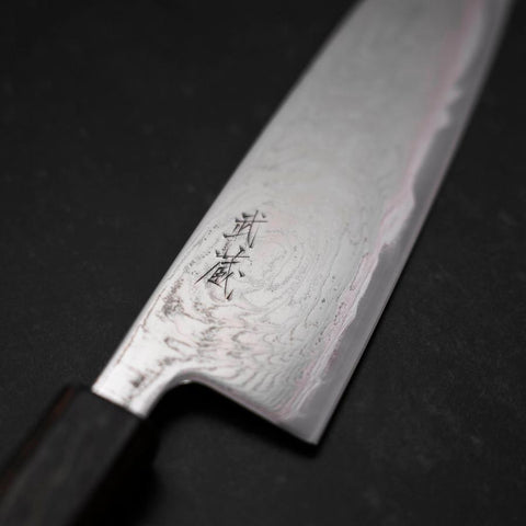 Santoku AUS-10 Wave Nickel Damascus Sumi Urushi Handle 165mm-[Musashi]-[Japanese-Kitchen-Knives]