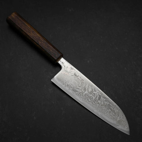 Santoku AUS-10 Wave Nickel Damascus Sumi Urushi Handle 165mm-[Musashi]-[Japanese-Kitchen-Knives]