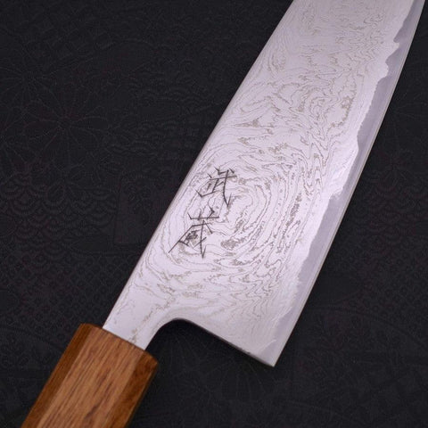 Santoku AUS-10 Wave Nickel Damascus Yaki Urushi Handle 165mm-[Musashi]-[Japanese-Kitchen-Knives]