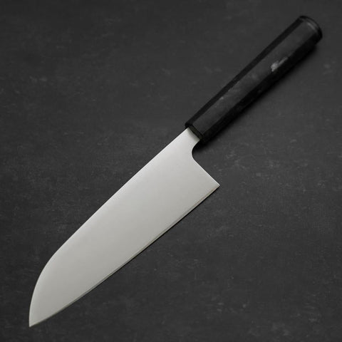 Santoku AUS-8 Polished Ocean Black Handle 165mm-[Musashi]-[Japanese-Kitchen-Knives]