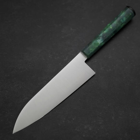 Santoku AUS-8 Polished Ocean Green Handle 180mm