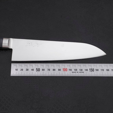 Santoku AUS-8 Polished Western Blue Handle 180mm-[Musashi]-[Japanese-Kitchen-Knives]