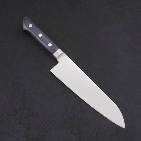 Santoku AUS-8 Polished Western Blue Handle 180mm-[Musashi]-[Japanese-Kitchen-Knives]
