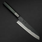 Santoku Blue Steel #1 Stainless Clad Kurouchi Green Urushi Handle 170mm (6.7”)-[Musashi]-[Japanese-Kitchen-Knives]