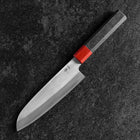 Santoku Blue Steel #1 Stainless Clad Polished Red and Black Urushi Handle 165mm (6.5”)-[Musashi]-[Japanese-Kitchen-Knives]