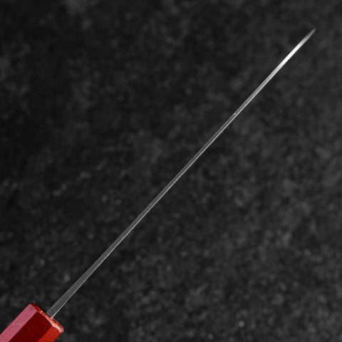 Santoku Blue Steel #1 Stainless Clad Polished Red and Black Urushi Handle 165mm (6.5”)-[Musashi]-[Japanese-Kitchen-Knives]