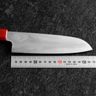 Santoku Blue Steel #1 Stainless Clad Polished Red and Black Urushi Handle 165mm (6.5”)-[Musashi]-[Japanese-Kitchen-Knives]