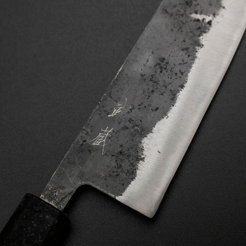 Santoku Blue Steel #2 Kurouchi Mango Ishime Urushi Negro 165mm