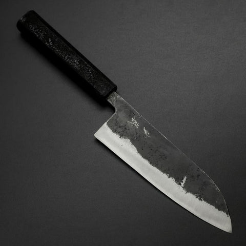 Santoku Blue Steel #2 Kurouchi Mango Ishime Urushi Negro 165mm