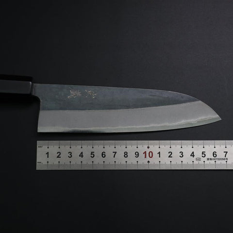 Santoku Blue Steel #2 Kurouchi Buffalo Ebony Handle 165mm (6.5”)-[Musashi]-[Japanese-Kitchen-Knives]