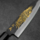 Santoku Blue Steel #2 Kurouchi Chokin Crane Buffalo Ebony Handle 165mm-[Musashi]-[Japanese-Kitchen-Knives]