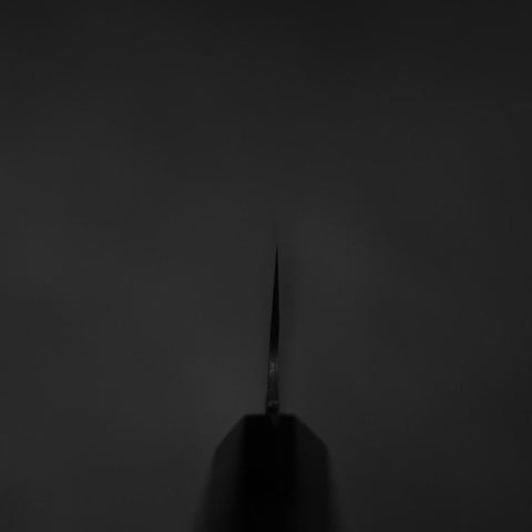 Santoku Blue Steel #2 Kurouchi Chokin Crane Buffalo Ebony Handle 165mm-[Musashi]-[Japanese-Kitchen-Knives]