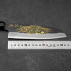 Santoku Blue Steel #2 Kurouchi Chokin Crane Buffalo Ebony Handle 165mm-[Musashi]-[Japanese-Kitchen-Knives]