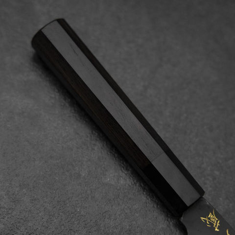 Santoku Blue Steel #2 Kurouchi Chokin Dragon Buffalo Ebony Handle 165mm (6.5”)-[Musashi]-[Japanese-Kitchen-Knives]