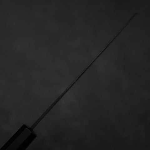 Santoku Blue Steel #2 Kurouchi Chokin Hannya Buffalo Ebony Handle 165mm (6.5”)-[Musashi]-[Japanese-Kitchen-Knives]