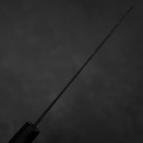 Santoku Blue Steel #2 Kurouchi Chokin Koi Buffalo Ebony Handle 165mm (6.5”)-[Musashi]-[Japanese-Kitchen-Knives]