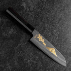 Santoku Blue Steel #2 Kurouchi Chokin Sakura-Fuji Buffalo Ebony Handle 165mm (6.5”)-[Musashi]-[Japanese-Kitchen-Knives]