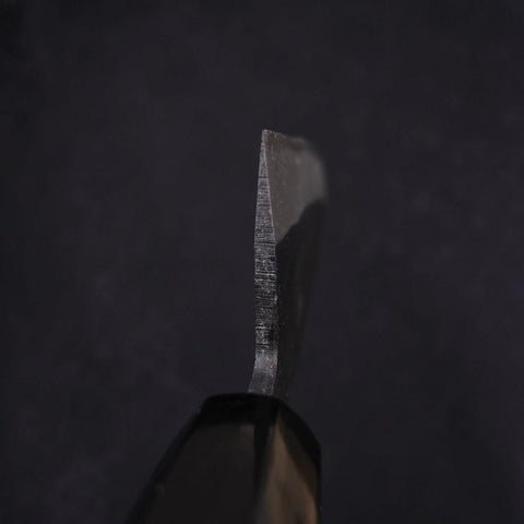 Santoku Blue Steel #2 Kurouchi Chokin Sakura-Fuji Buffalo Ebony Handle 170mm (6.7”)-[Musashi]-[Japanese-Kitchen-Knives]