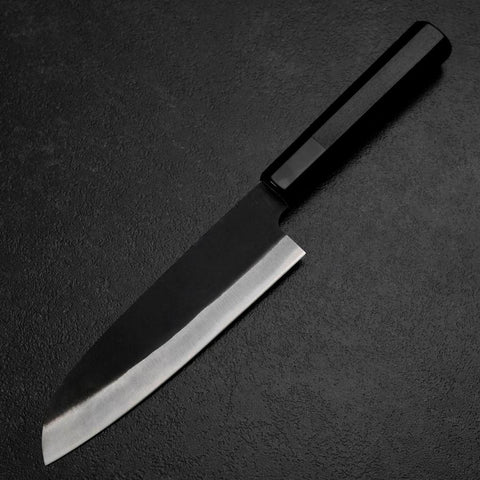 Santoku Blue Steel #2 Kurouchi Chokin Tigre-Bambú Mango de Búfalo Ébano 165mm