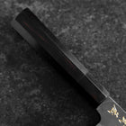 Santoku Blue Steel #2 Kurouchi Chokin Tokyo Tower & Maple Leaves Buffalo Ebony Handle 165mm (6.5")-[Musashi]-[Japanese-Kitchen-Knives]