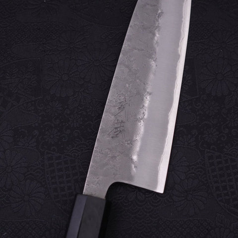 Santoku Blue Steel #2 Nashiji Stainless Clad Ebony Handle 165mm-[Musashi]-[Japanese-Kitchen-Knives]