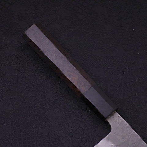 Santoku Blue Steel #2 Nashiji Stainless Clad Ebony Handle 165mm-[Musashi]-[Japanese-Kitchen-Knives]