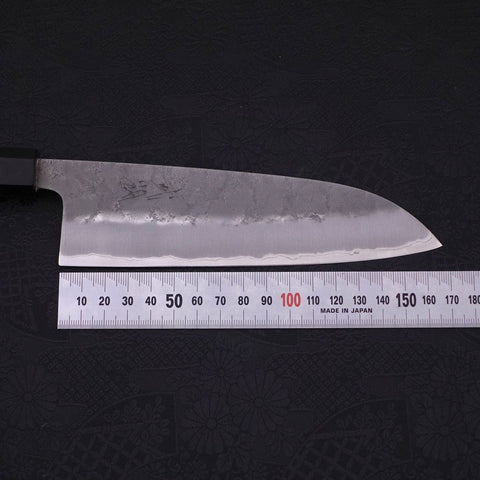 Santoku Blue Steel #2 Nashiji Stainless Clad Ebony Handle 165mm-[Musashi]-[Japanese-Kitchen-Knives]