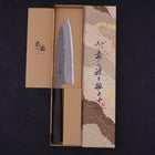 Santoku Blue Steel #2 Nashiji Stainless Clad Ebony Handle 165mm-[Musashi]-[Japanese-Kitchen-Knives]