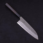 Santoku Blue Steel #2 Nashiji Stainless Clad Ebony Handle 165mm-[Musashi]-[Japanese-Kitchen-Knives]