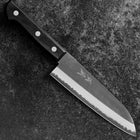 Santoku Blue Steel #2 Polished Western Black Handle 145mm (Tsuba-nashi) (5.7”)-[Musashi]-[Japanese-Kitchen-Knives]