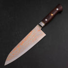 Santoku Blue Steel #2 Stainless Clad Colored Damascus Western Ironwood Handle 180mm-[Musashi]-[Japanese-Kitchen-Knives]