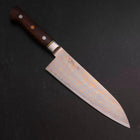 Santoku Blue Steel #2 Stainless Clad Colored Damascus Western Ironwood Handle 180mm-[Musashi]-[Japanese-Kitchen-Knives]