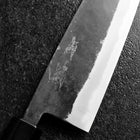Santoku Blue Steel #2 Stainless Clad Kurouchi Buffalo Walnut Handle 165mm (6.5”)-[Musashi]-[Japanese-Kitchen-Knives]