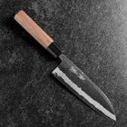 Santoku Blue Steel #2 Stainless Clad Kurouchi Buffalo Walnut Handle 165mm-[Musashi]-[Japanese-Kitchen-Knives]