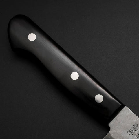 Santoku Blue Steel #2 Stainless Clad Tsuchime Western Handle Black 165mm (6.5”)-[Musashi]-[Japanese-Kitchen-Knives]