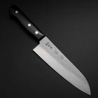 Santoku Blue Steel #2 Stainless Clad Tsuchime Western Handle Black 165mm (6.5”)-[Musashi]-[Japanese-Kitchen-Knives]