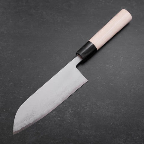 Santoku Blue Super Damascus Buffalo Magnolia Handle 165mm