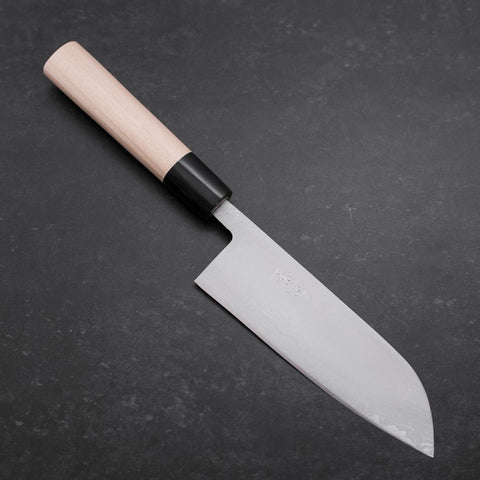 Santoku Blue Super Damascus Buffalo Magnolia Handle 165mm