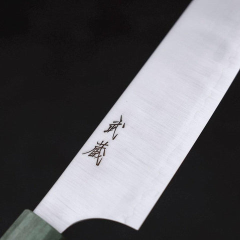 Santoku Blue Super Polished Maple Green Handle 180mm (7”)