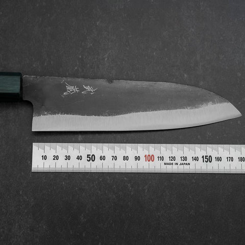Santoku Blue Steel #1 Kurouchi Dark Blue Urushi Handle 180mm-[Musashi]-[Japanese-Kitchen-Knives]