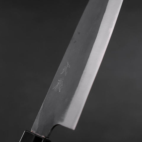 Santoku Blue Steel #1 Stainless Clad Kurouchi Buffalo Magnolia Handle 165mm-[Musashi]-[Japanese-Kitchen-Knives]