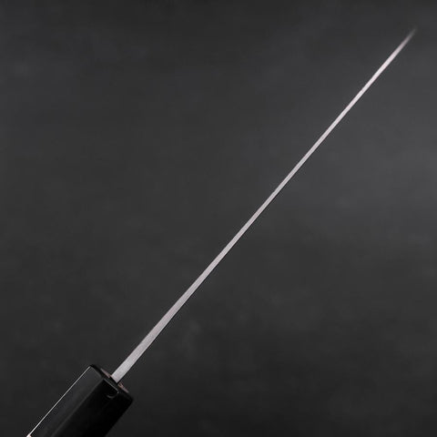 Santoku Blue Steel #1 Stainless Clad Kurouchi Buffalo Magnolia Handle 165mm-[Musashi]-[Japanese-Kitchen-Knives]