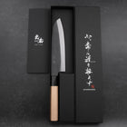 Santoku Blue Steel #1 Stainless Clad Kurouchi Buffalo Magnolia Handle 165mm-[Musashi]-[Japanese-Kitchen-Knives]