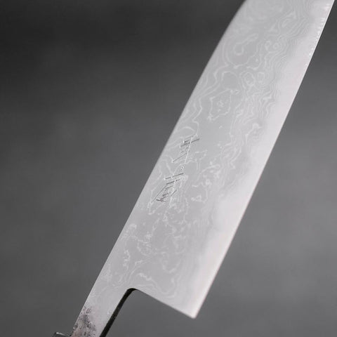 Santoku Blue Steel #2 Damascus Buffalo Ebony Handle 165mm-[Musashi]-[Japanese-Kitchen-Knives]