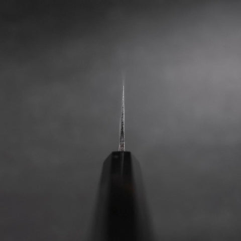 Santoku Blue Steel #2 Damascus Buffalo Ebony Handle 165mm-[Musashi]-[Japanese-Kitchen-Knives]