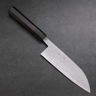 Santoku Blue Steel #2 Damascus Buffalo Ebony Handle 165mm-[Musashi]-[Japanese-Kitchen-Knives]